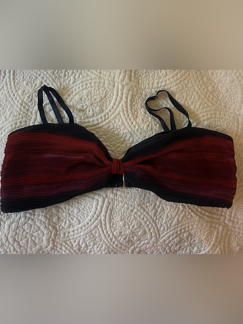 Beach Riot Red and Black Ribbed Bow-Front Bra Top